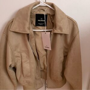 Pull&Bear Women's Beige Suede Bomber Jacket Brand New